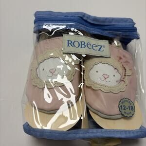 ROBEEZ GIRL’s Pink Lamb Soft Leather Crib Shoes 12-18Months